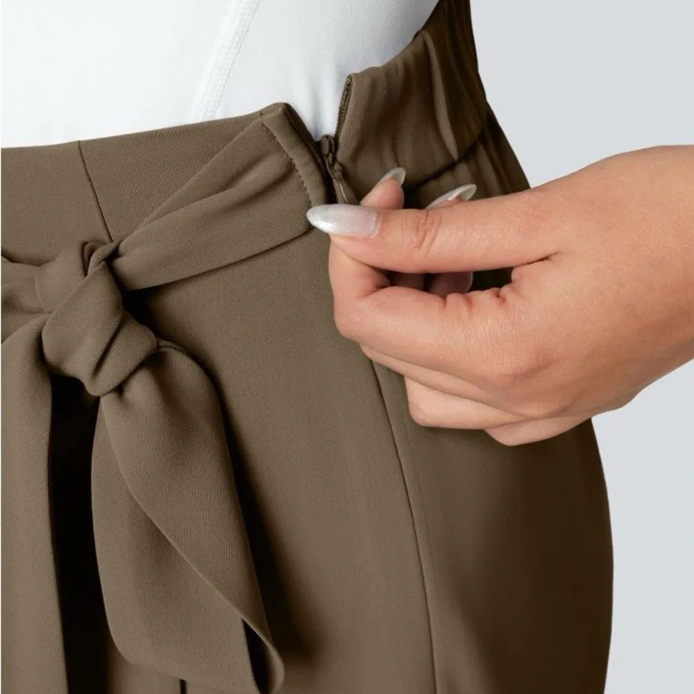 Halara Flex™ High Waisted Tie Side Wide Leg Work Pants Size Small - Picture 4 of 6